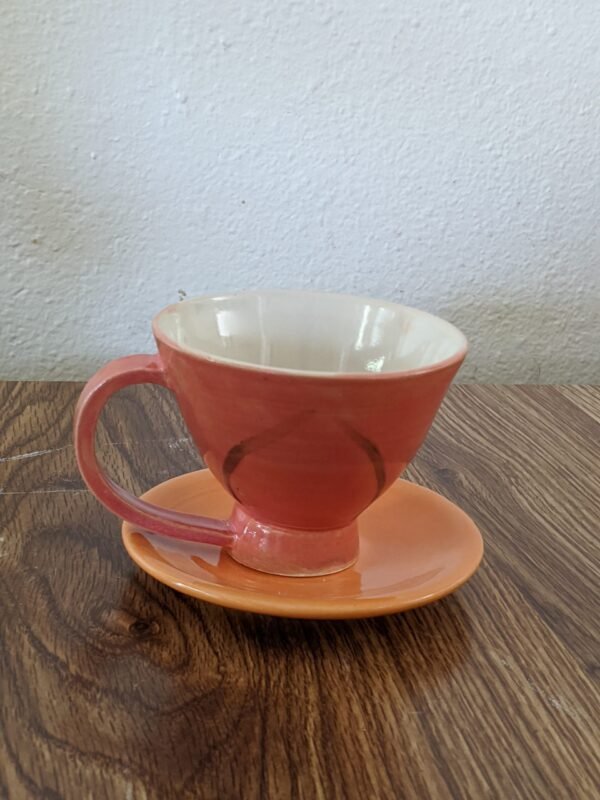 Pink Tea Cup, Orange Saucer