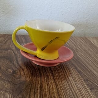 Yellow Tea Cup, Pink Saucer