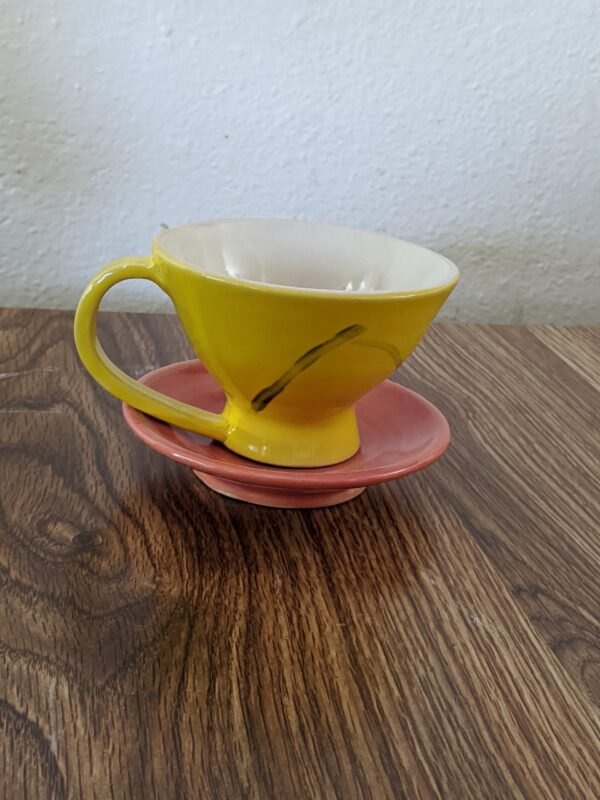 Yellow Tea Cup, Pink Saucer