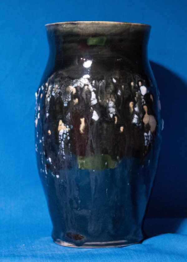 Black with White Melted Matrix Vase