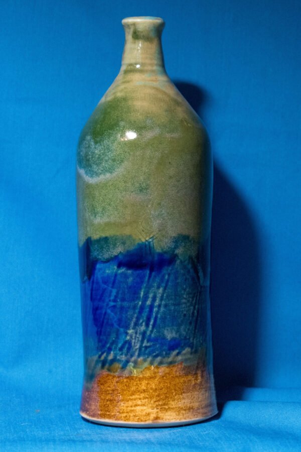 Green, Blue, and Tan Bottle