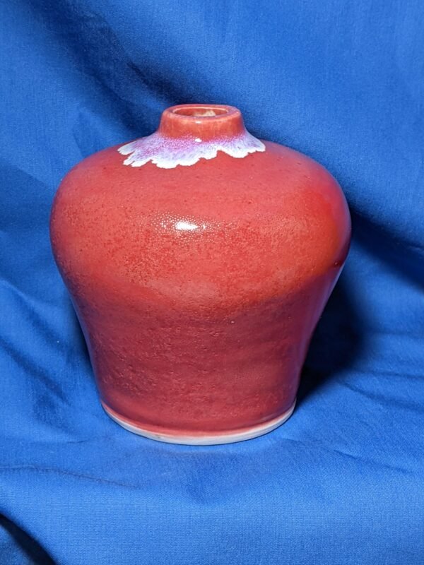 Red and Pearl Bulbous Vase