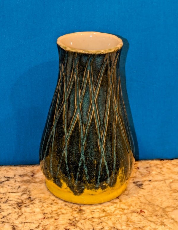 Green and Yellow Criss-cross Vase