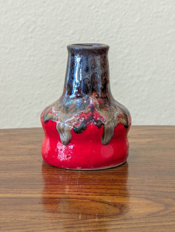 Red and Pearl Rounded Shoulder Vase